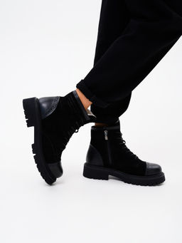 Ботинки 319.taskanabl.Черная замша+черный/байка