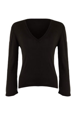 Siyah V Yaka Basic Triko Kazak | TWOAW26KZ00101 - Trendyolmilla фото 5