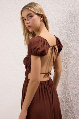 Trendyolmilla Plaj Giyim Ekru Maxi Dokuma Gipe Detayl? Elbise TBESS25EL00030 фото 8