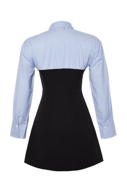 TRENDYOLMILLA Siyah Duz Bodycone Straplez Detayl? Finike Mini Dokuma Gomlek Elbise TWOSS24EL00751