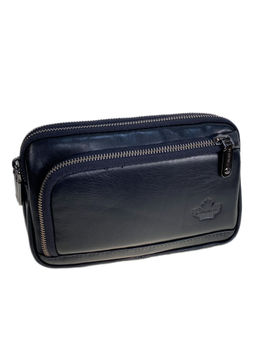 Сумка мужская на пояс из натуральной кожи, цвет черный