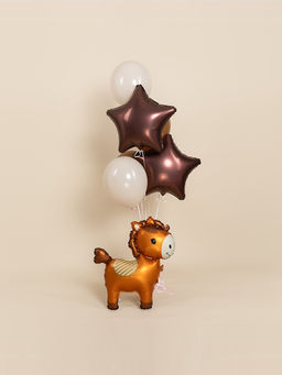 Цена за 2 шт. Воздушный шар фольгированный 3D 25" «Лошадка», коричневый