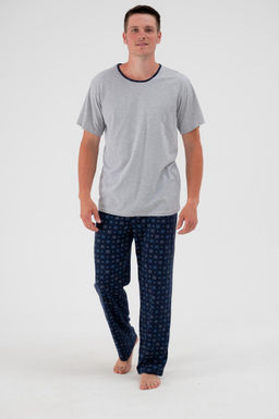 Пижама мужская из футболки с коротким рукавом и брюк из кулирки Генри синий - Амадэль фото 3
