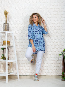 445 Туника "Буквы на голубом"