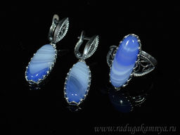 Кольцо Серьги с агатом тонированным, цв.лавандовый размер 20