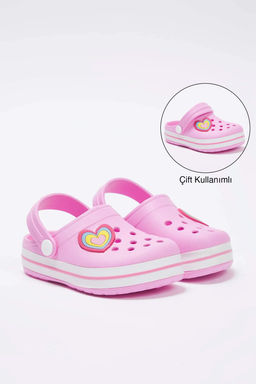 Pembe Onu Kapal? Kalp Figurlu K?z Cocuk Kids Eva Sandalet Terlik TAKSS25TE00053