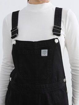 Kare Yaka D?z Ask?l? Kad?n Jean Salopet Elbise