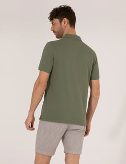 Haki Regular Fit Polo Yaka Basic Ti__rt