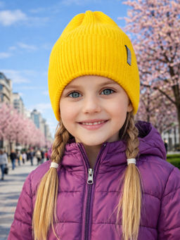 Шапка вязаная желтая