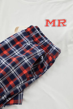TRENDYOL MAN Ekru Regular Fit Bask?l? Orme Couple/Cift %100 Pamuklu Pijama Tak?m? TMNAW25PT00048 - Trendyolmilla фото 8