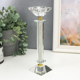 Стеклянный подсвечник на 1 свечу «Колонна с бисером», 23.5×6.5×6.5 см