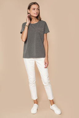 Футболка из хлопка с эластаном со стразами