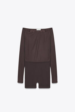 COMBINED TULLE SHORT PLAYSUIT - Zara фото 6