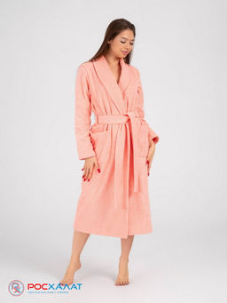 Женский махровый халат с шалькой светло-коралловый МЗ-02 (6)