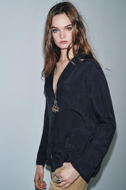 FLUID SHIRT WITH POCKET ZW COLLECTION - Zara фото 4