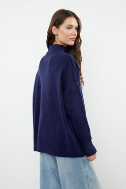 Lacivert Genis Kal?p Yumusak Dokulu Triko Kazak TWOAW23KZ00469