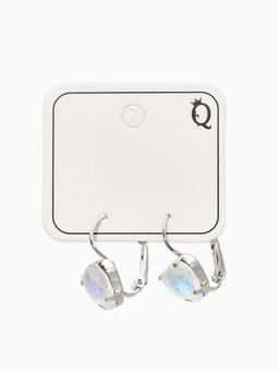 Серьги "Сердечки" лунные, цвет радужные в серебре