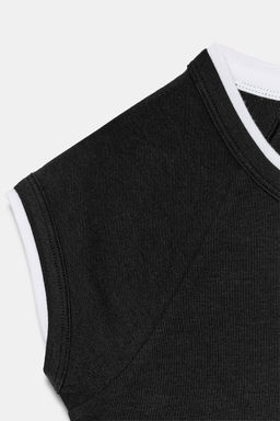 CAMISETA EFECTO DOBLE MANGA CORTA / Negro - Zara фото 7