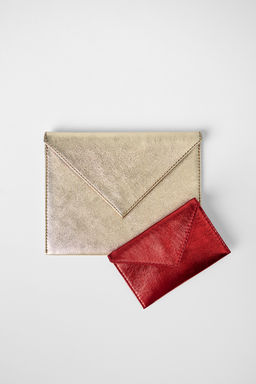 METALLIC EFFECT DOUBLE LEATHER CLUTCH KATE MOSS X ZARA  фото 2