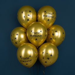 Шары воздушные латексные 12" «С Днём Рождения! Звёзды», золото, 4 ст., хром, набор 25 шт., МИКС
