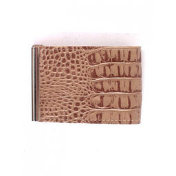 Зажим для купюр Croco-зк-300 (карм на мелочи, 2 кнопки) натуральная кожа бежевый кайман (79) 264945  фото 2