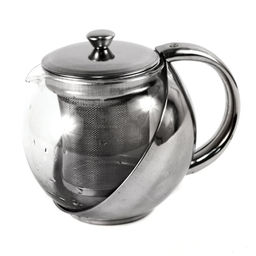 Чайник заварочный 500мл h11,5см, корпус из нержавеющей стали, стеклянная колба, металлическое сито, цветная упаковка (Китай)