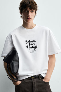 CAMISETA TEXTO CON TEXTURA / Blanco - Zara фото 5