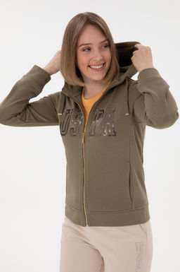 Kad_n Vizon Kap__onlu Fermuarl_ Sweatshirt
