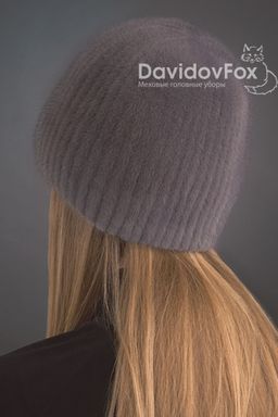 Шапка Сноп норка орнамент серо-голубая