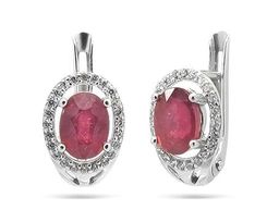 Серьги из серебра рубин, SL-RIC7
