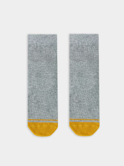 Цена за 5 пар! Носки детские серые с рисунком в виде полоски в цвет пятки и мыска - Mark formelle фото 3