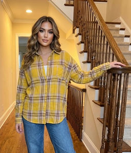 K13027 Рубашка двухсторонняя OVER SIZE ТМ_ЖЕЛТЫЙ