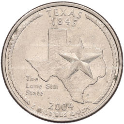 Монета 1/4 доллара (25 центов) 2004 года D США Штаты и территории  Техас