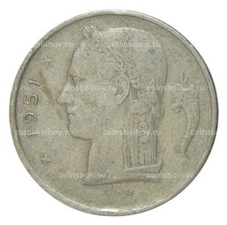 Монета 1 франк 1951 года Бельгия  Надпись на фламандском (BELGIE)