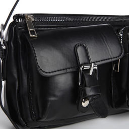 Сумка женская с карманами кожзам, черная