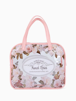 Косметичка на молнии, с ручками, розовая