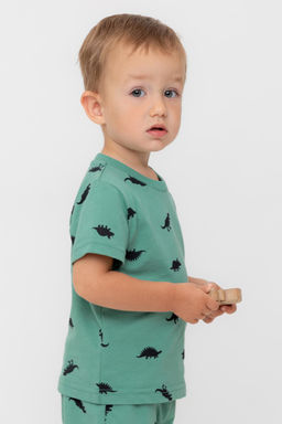 Crockid _ КР 302737/малахитово-зеленый,дино к558 фуфайка (футболка) д/мал яс