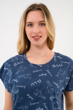 Пижама женская из футболки и шорт из кулирки Бонжур голубой - Амадэль фото 10