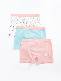 Bask?l? K?z ?ocuk Boxer 3l?