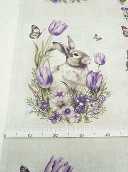 Рогожка Винтажные кролики, ш.1.5м, хлопок-100%, 160гр/м.кв, раппорт 63см - Купава фото 2