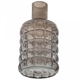 Ваза для цветов стеклянная "Альхес" 1,25л, д11,8см, h22,5см, форма "бутылка", малая, текстурная, "Скандик", дымчатый (Россия)