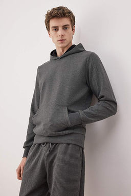 Antrasit Regular/Normal Kesim Kap__onlu Dokulu Sweatshirt TMNAW26SW00068 - Trendyolmilla фото 2