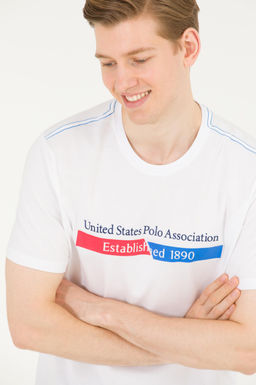 Мужская белая футболка с круглым вырезом - U.s. polo assn фото 2