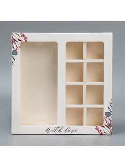 Цена за 5 шт. Коробка под 8 конфет и шоколад с ячейками, кондитерская упаковка, With Love 18×18×4 см