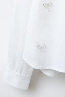 CROPPED SHIRT WITH JEWEL BOWS - Zara фото 4