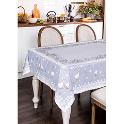 СКАТЕРТЬ ГУСИ ЛЕГАРД 180*140 СМ. СЕРЫЙ, 100