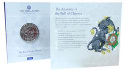 Монета 5 фунтов 2023 года Великобритания Звери Тюдоров  Бык Кларенса (в блистере)