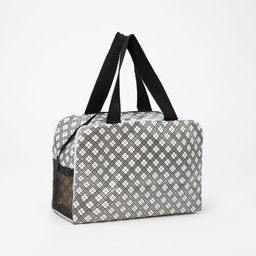 Косметичка-сумка на молнии с сеткой, с ручками, с принтом, молочная