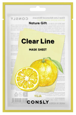 Consly Тканевая маска освежающая с экстрактом юдзу Clear Line Nature Gift Yuja Mask Sheet (25 мл)  фото 2