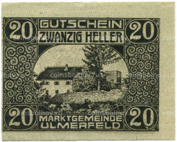 20 геллеров 1920 года Австрия Ульмерфельд (нотгельд)